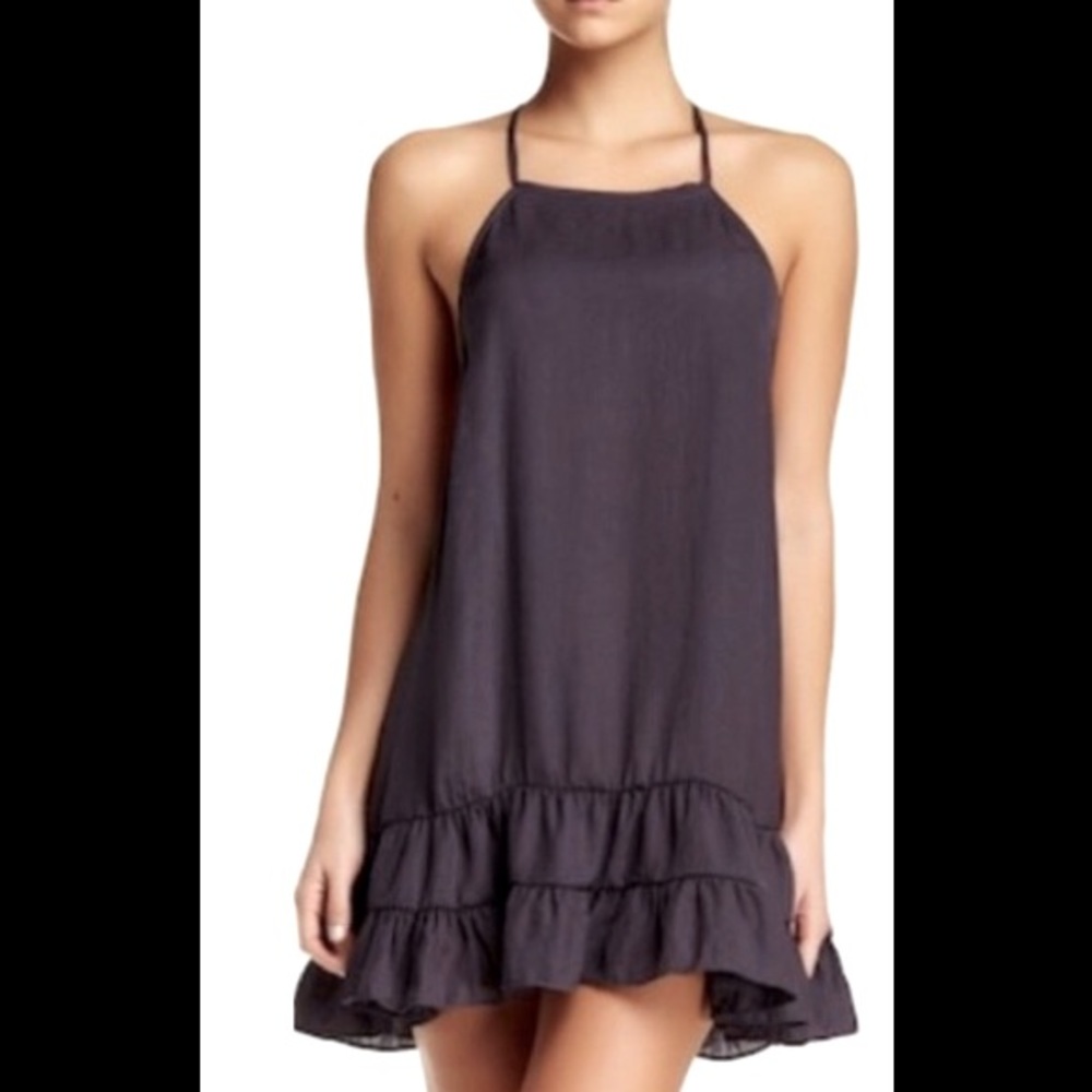Free People Intimately Sensual Raven Charcoal Gray Slip Dress Size M